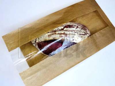 Nyomat nélküli barna ablakos kraft papírtasak 160+45x250 (1500db)